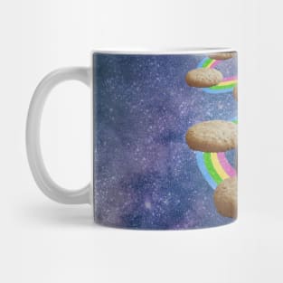 Cute tabby cat in space shooting rainbows from the sunglasses Mug